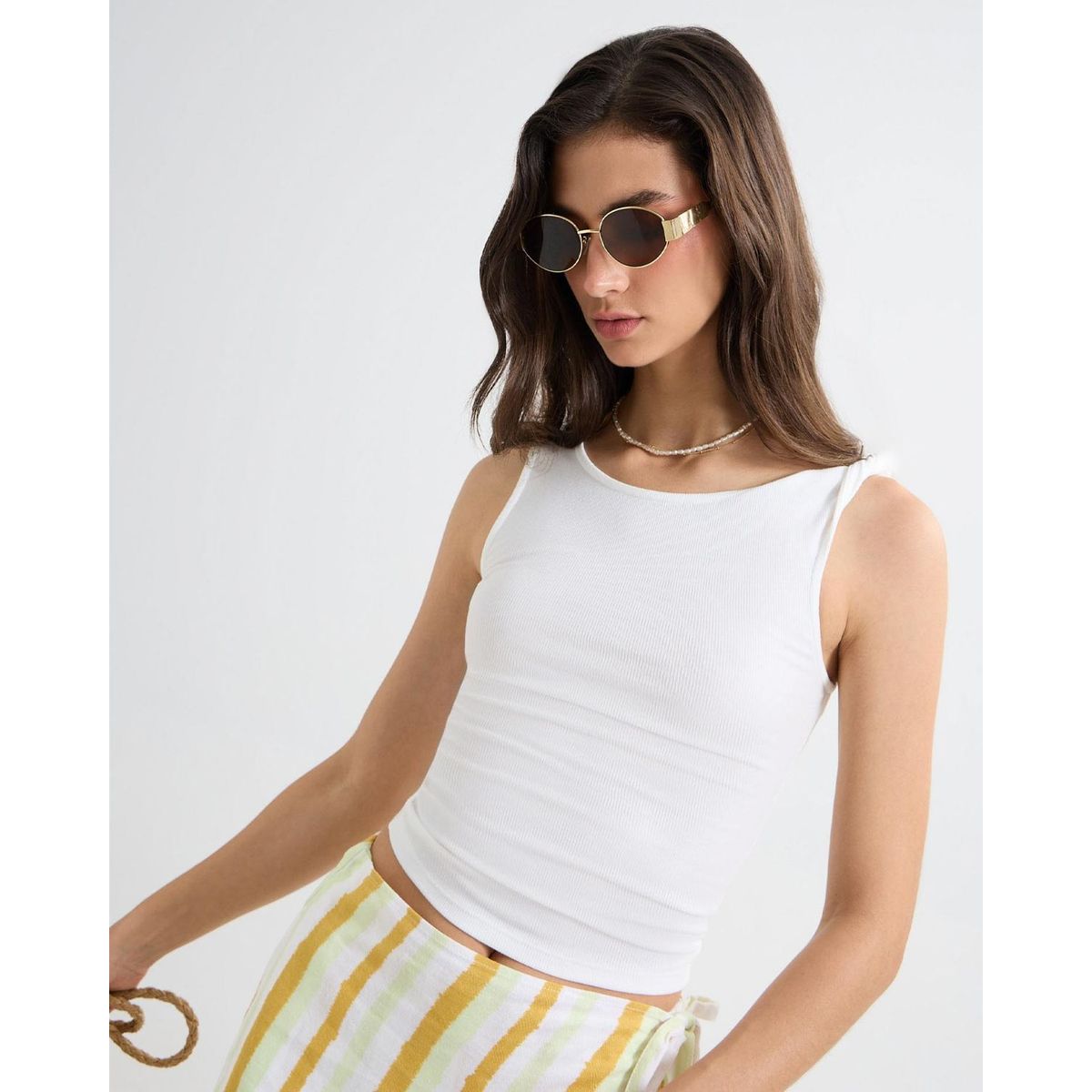 SEVEN SEVEN - Camiseta Para Mujer Manga Sisa Color Crudo Marca Seven Seven #28096135