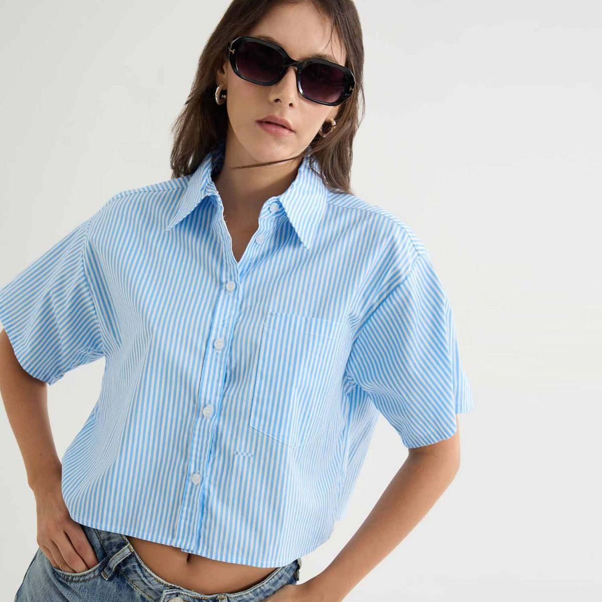 SEVEN SEVEN - Blusa Para Mujer Manga Corta Color Azul Claro Marca Seven Seven #28124010