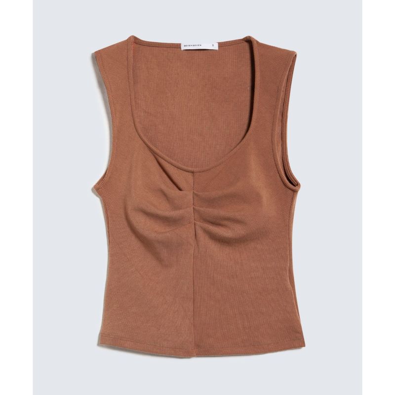 SEVEN SEVEN - Camiseta Para Mujer Manga Sisa Color Camel Marca Seven Seven #28096101
