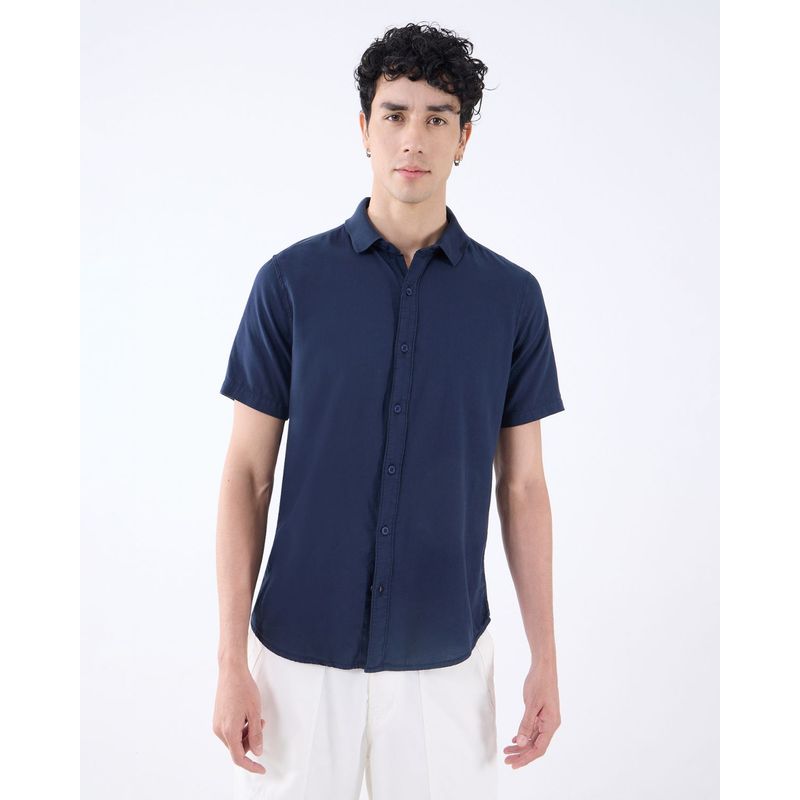 SEVEN SEVEN - Camisa Para Hombre Manga Corta  Color Azul Oscuro Marca Seven Seven #45012030