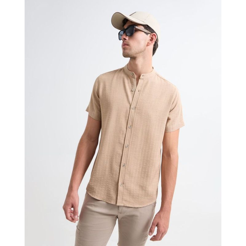 SEVEN SEVEN - Camisa Para Hombre Manga Corta  Color Camel Marca Seven Seven #45012096