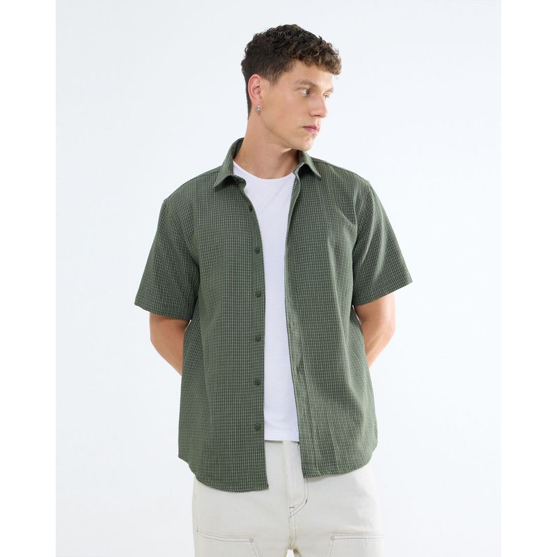 SEVEN SEVEN - Camisa Para Hombre Manga Corta  Color Verde Oscuro Marca Seven Seven #45012060