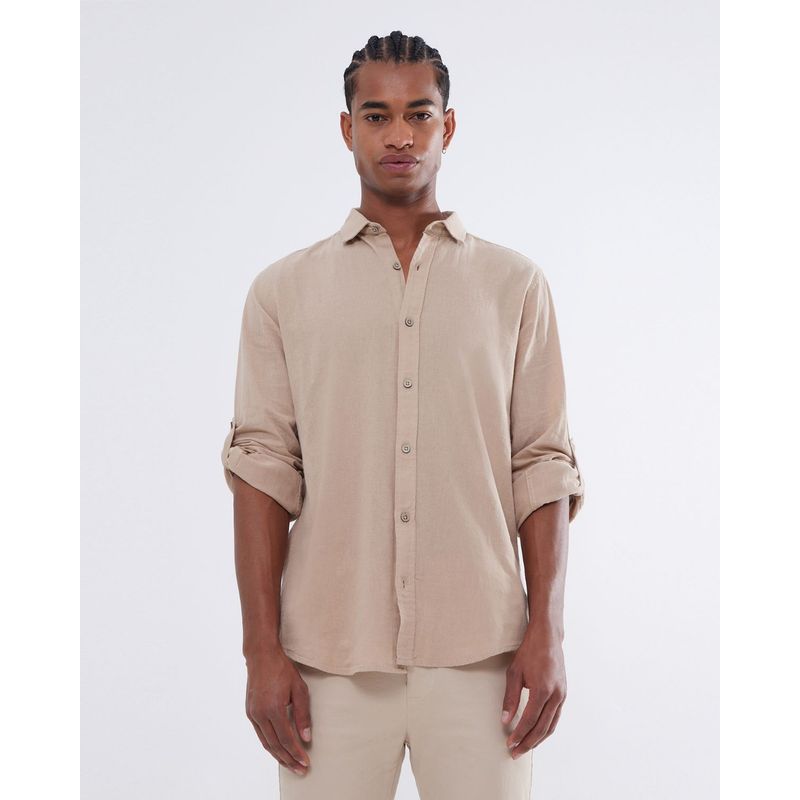 SEVEN SEVEN - Camisa Para Hombre Manga Larga  Color Camel Marca Seven Seven #45012037