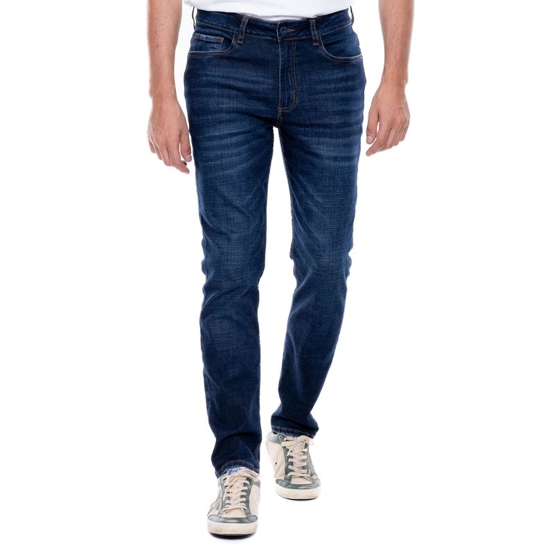 COLOR BLUE - Fremont/Regular Fit Jeans Tono Oscuro Con Reservas