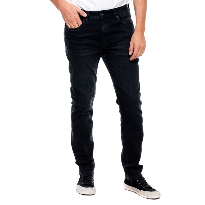 COLOR BLUE - Black Slim Fit Jeans Con Desgastes