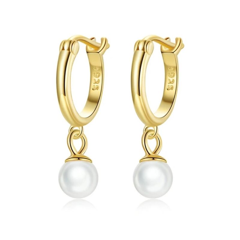 ALHAJAS - Aretes Candongas Para Mujer Perlas Fabricados En Plata 925