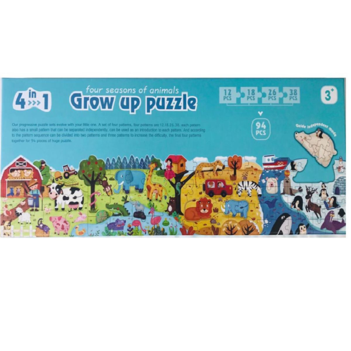 GENERICO - JUEGO DE ROMPECABEZAS ANIMALES EN MADERA FINO NIÑOS +3 AÑOS