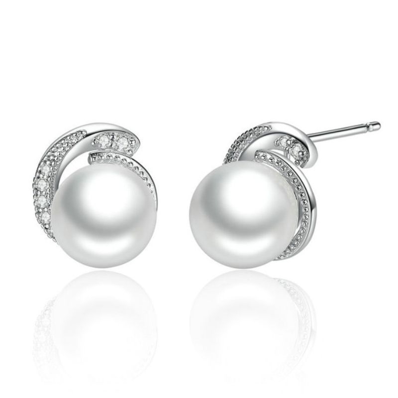ALHAJAS - Aretes Topos Elegantes Perlas Circones Para Mujer En Plata 925