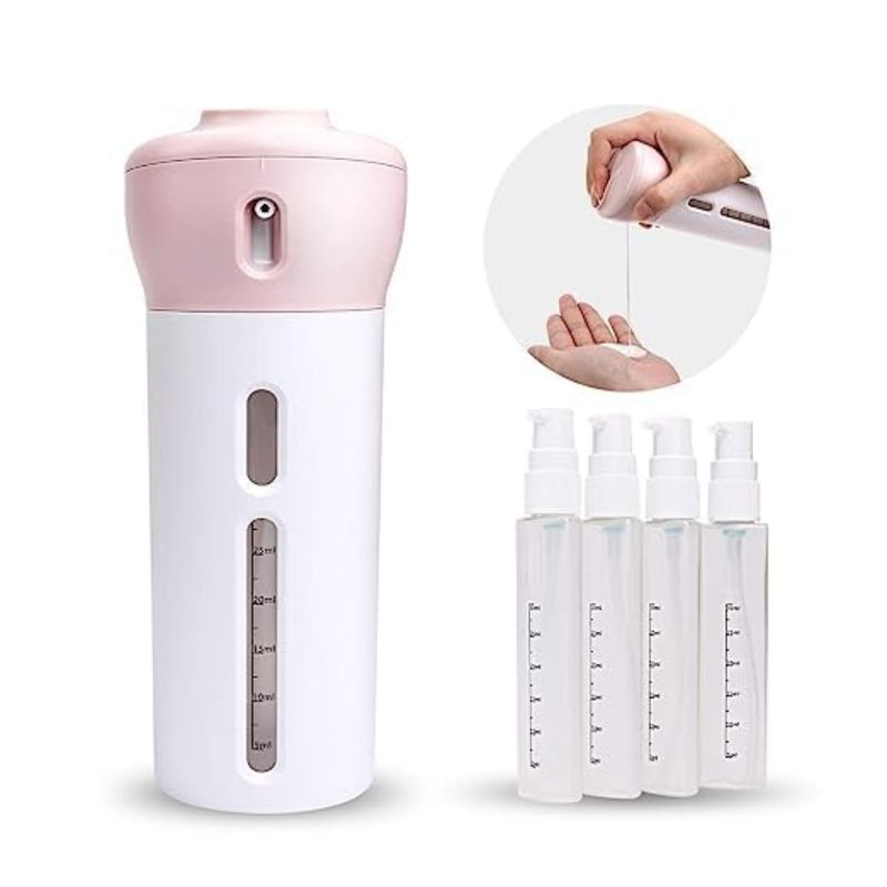 GENERICO - Dispensador de Líquidos Viajero 4 en 1 Recipientes Rellenables Rosado