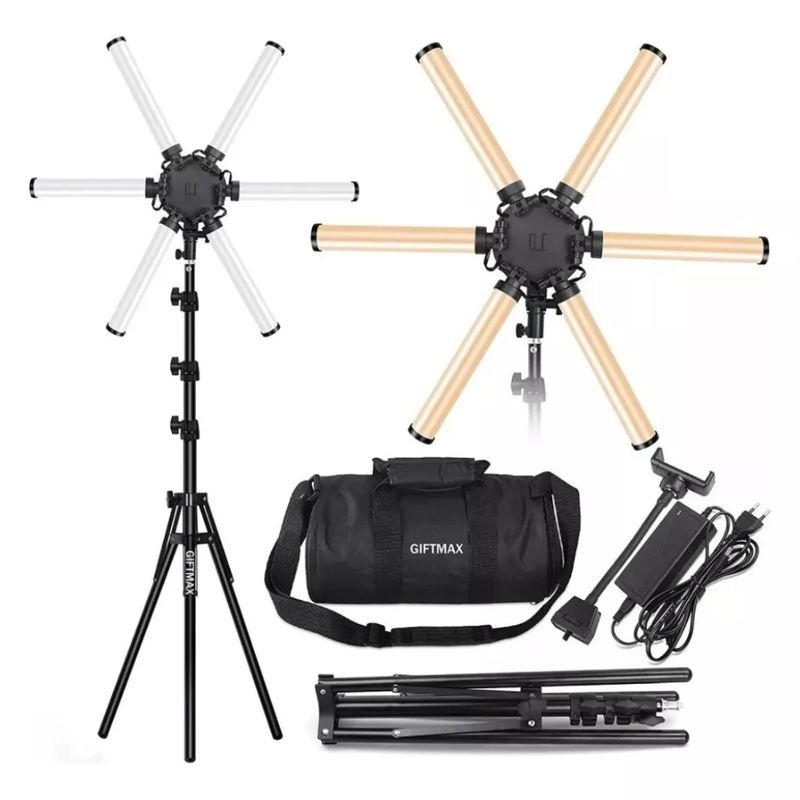 JOMA - Aro De Luz Led 6 Tubos Profesional Para Fotografía 3 Tonos