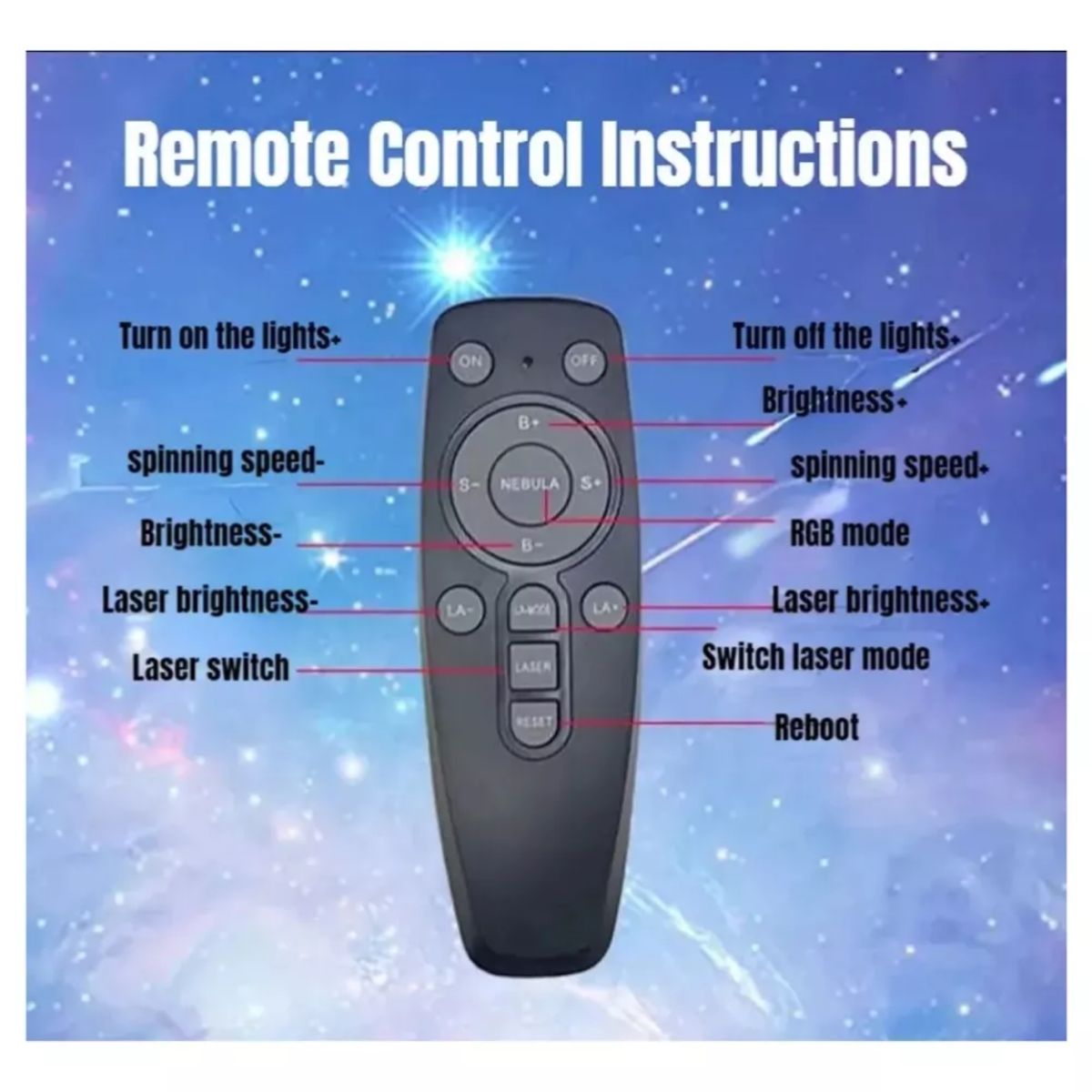 GENERICO - Lámpara Proyector De Astronauta Nebulosa Led Control Remoto
