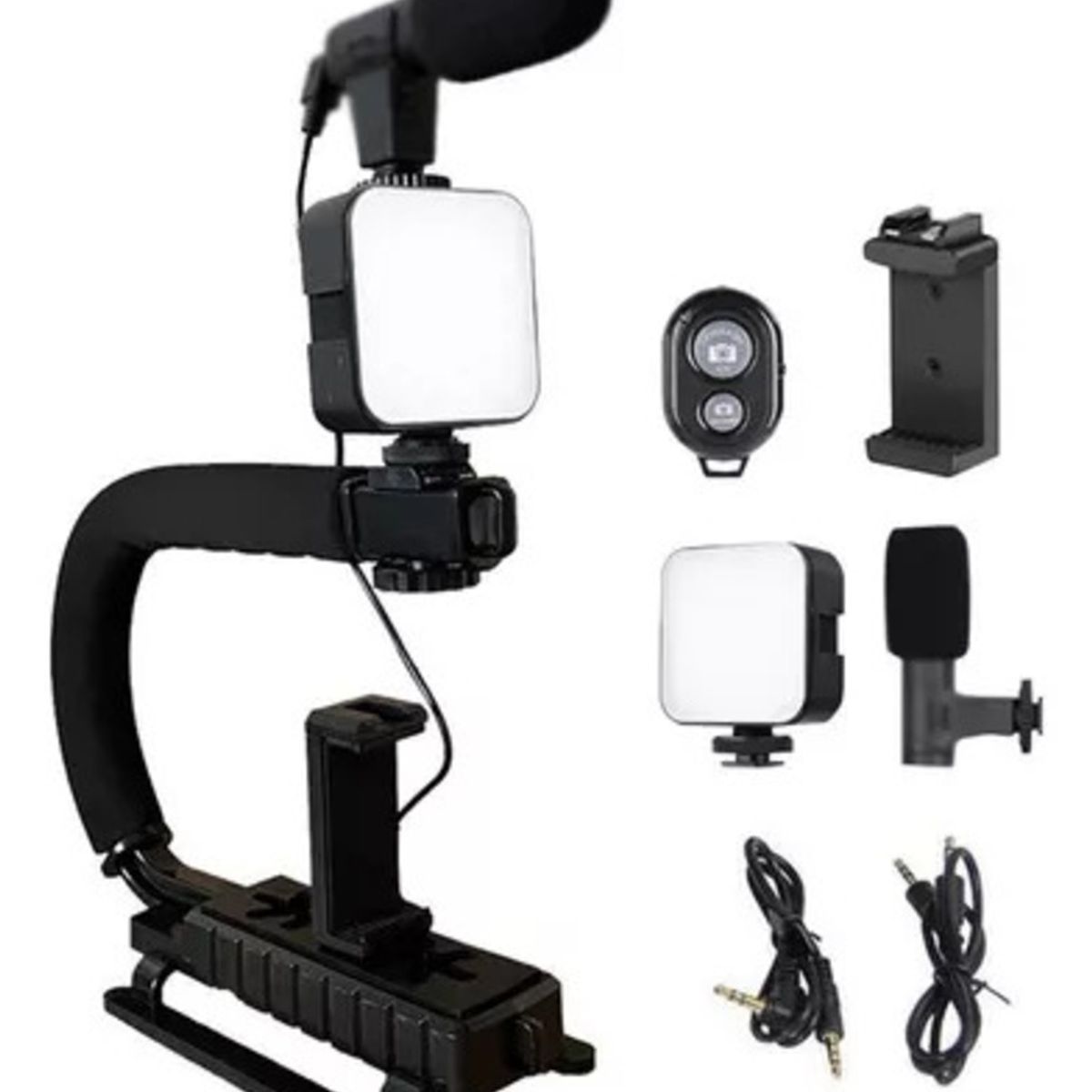 SEISA - Estabilizador Cámara Y Celular Luz Led Micrófono Con Control
