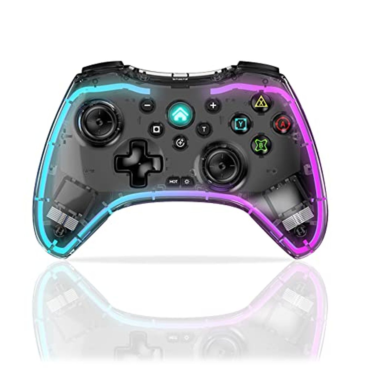 GENERICO - Control Inalámbrico Gamepad Transparente RGB  LH3