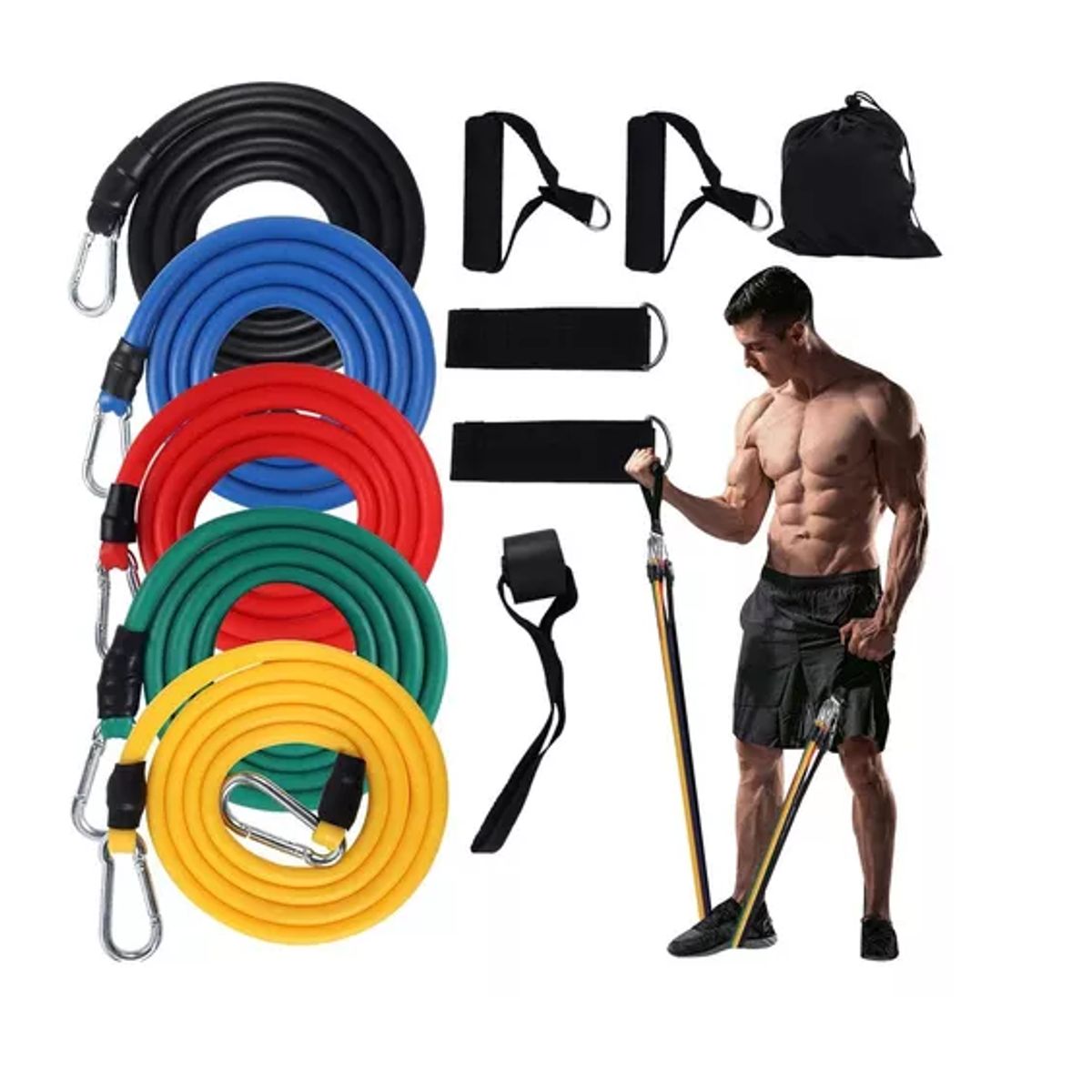 GENERICO - Bandas Elásticas Tubulares Ejercicio Resistencia Fitness Gym