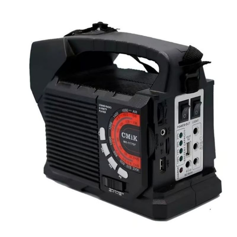 AMERICAN GENERICS - Lámpara Radio Multifuncional Recargable con Panel Solar