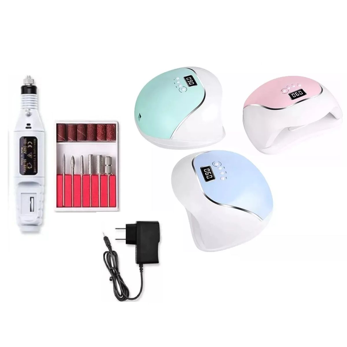 GENERICO - Kit Pulidor Drill + Lampara Led Uv Uñas 120W.---