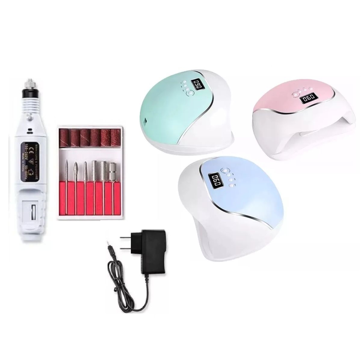 GENERICO - Kit Pulidor Drill + Lampara Led Uv Uñas 120W.---