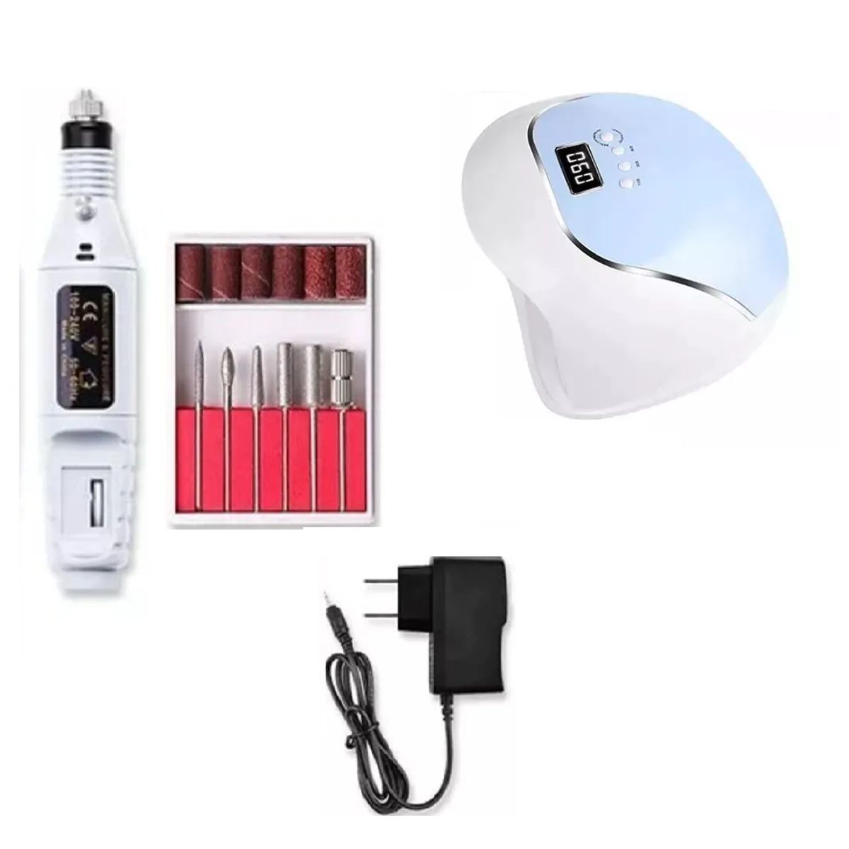 GENERICO - Kit Pulidor Drill + Lampara Led Uv Uñas 120W.---