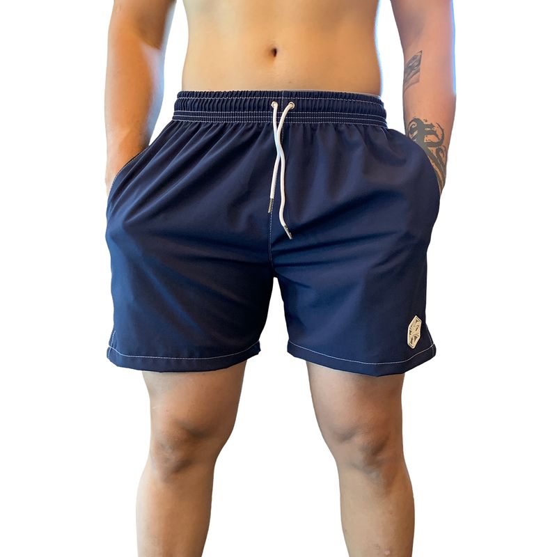 SAMDEL - Pantaloneta deportiva hombre GYM Azul Oscuro.