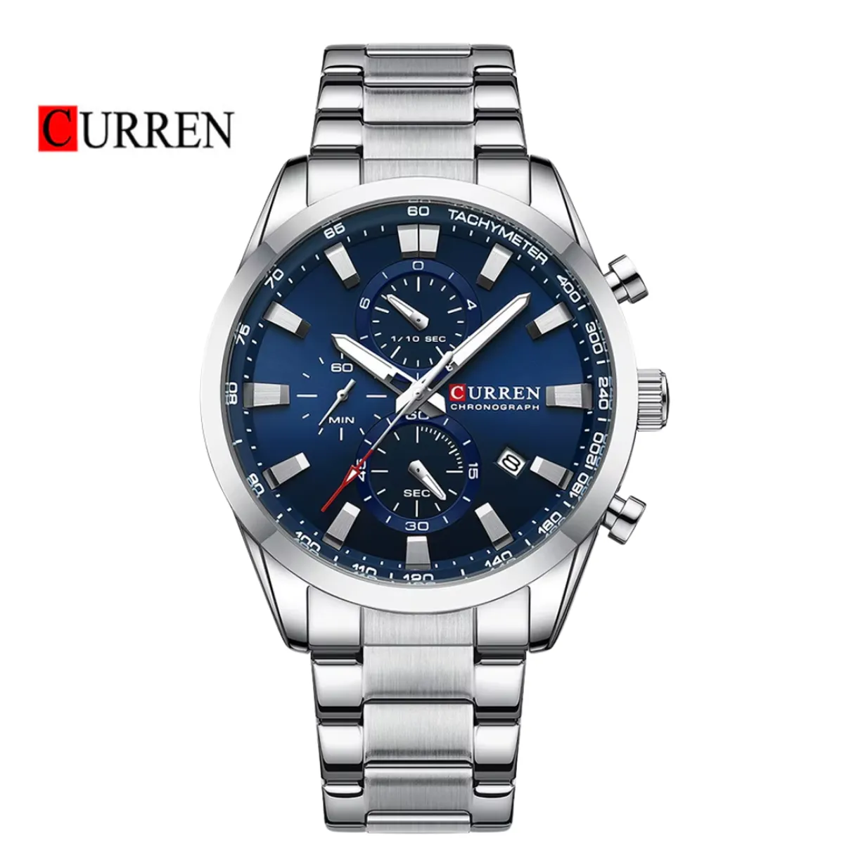 CURREN - Reloj CURREN 8445 Cronógrafo Hombre Plateado Azul