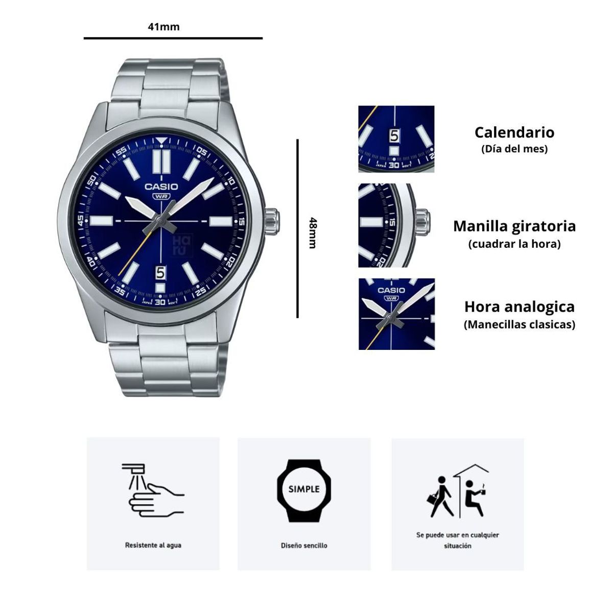 CASIO - Reloj Casio Referencia MTP-VD02D-2E Diseño Elegante