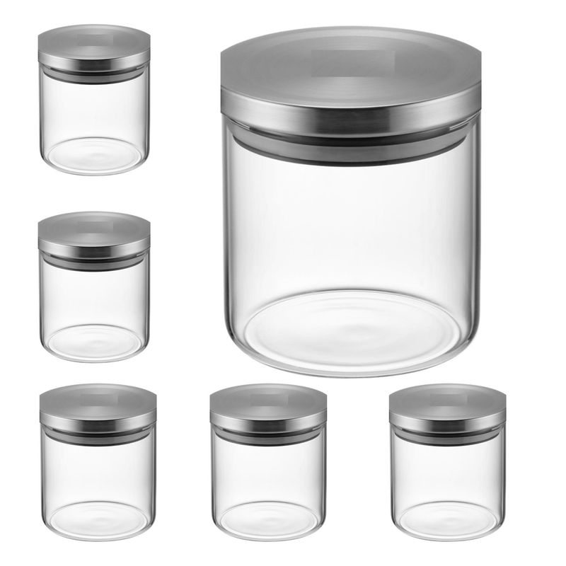 GENERICO - Frascos Vidrio Tarros Con Tapa En Acero 8cm X 8cm (set X 6 )