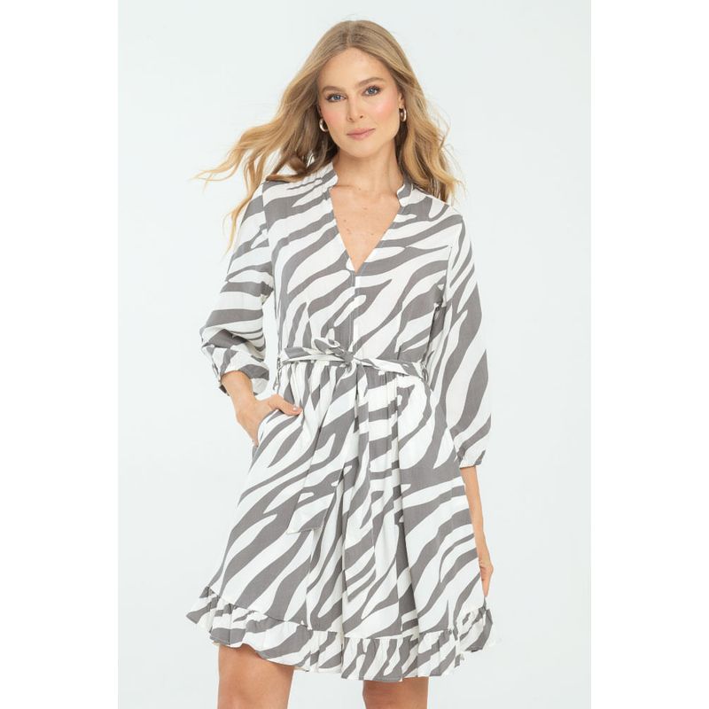 RAGGED - Vestido corto zebra Gris medio Ragged