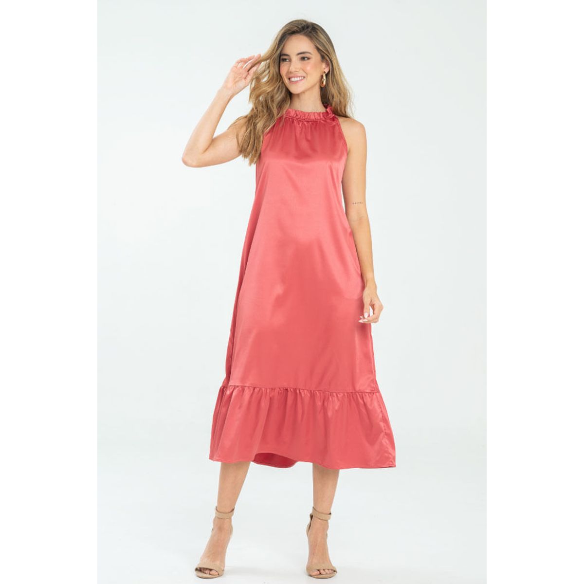 RAGGED - Vestido largo dhurata Rojo carnauba Ragged