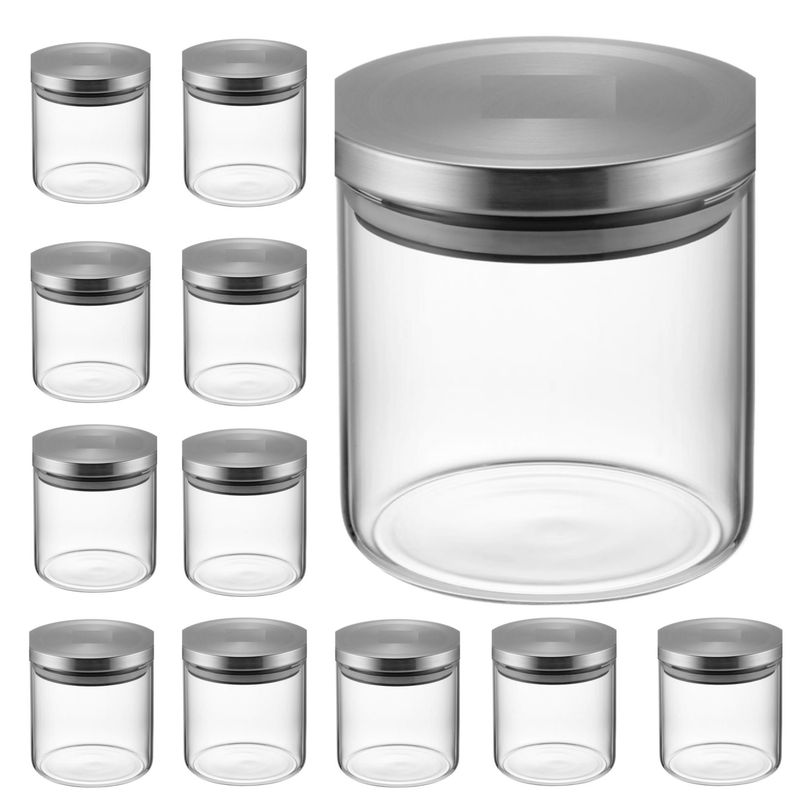 GENERICO - Frascos Vidrio Tarros Con Tapa En Acero 9cm X 10cm set X12