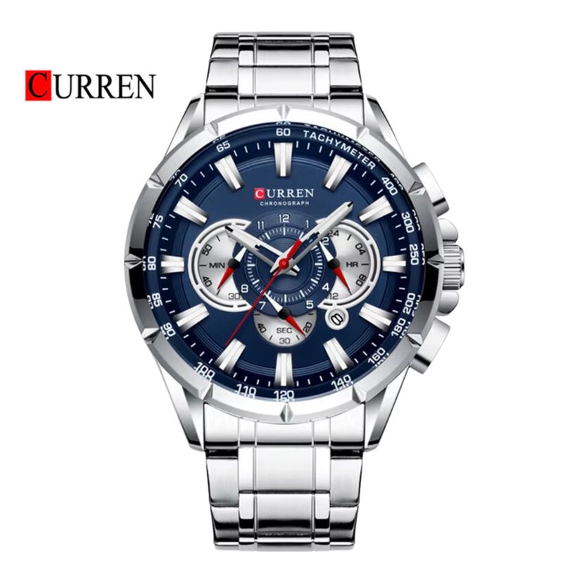 CURREN - Reloj CURREN 8363 Cronógrafo Para Hombre Plateado Azul