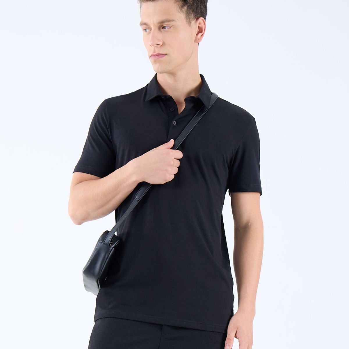 SEVEN SEVEN - Polo Jersey  Para Hombre Negro Seven Seven