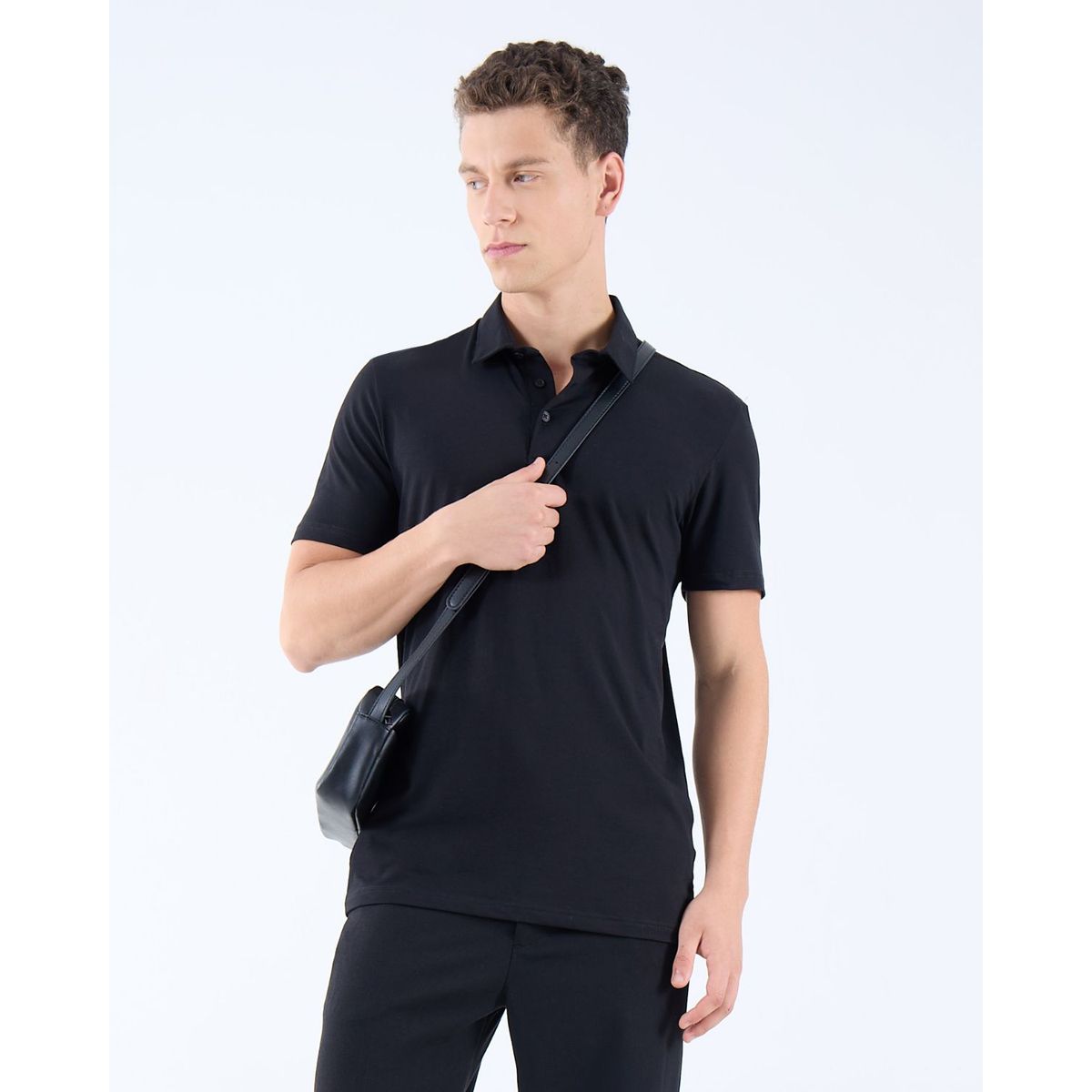 SEVEN SEVEN - Polo Jersey  Para Hombre Negro Seven Seven
