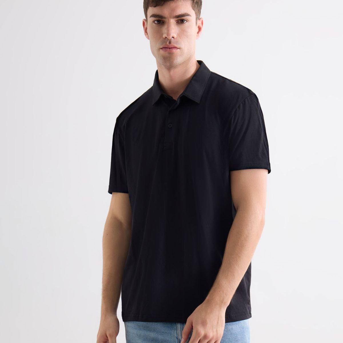 SEVEN SEVEN - Polo Jersey  Para Hombre Negro Seven Seven