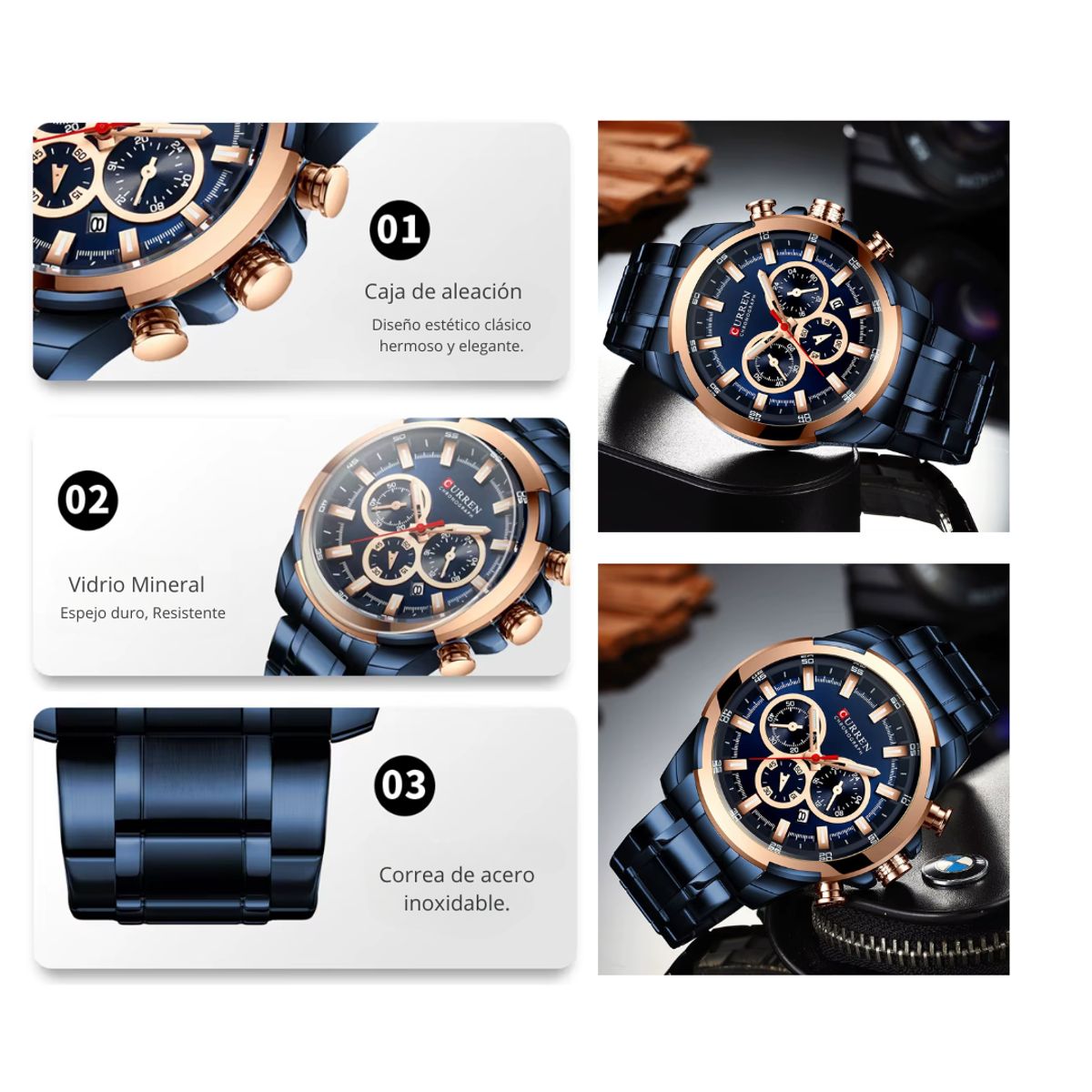 CURREN - Reloj CURREN 8361 Cronógrafo Para Hombre - Azul