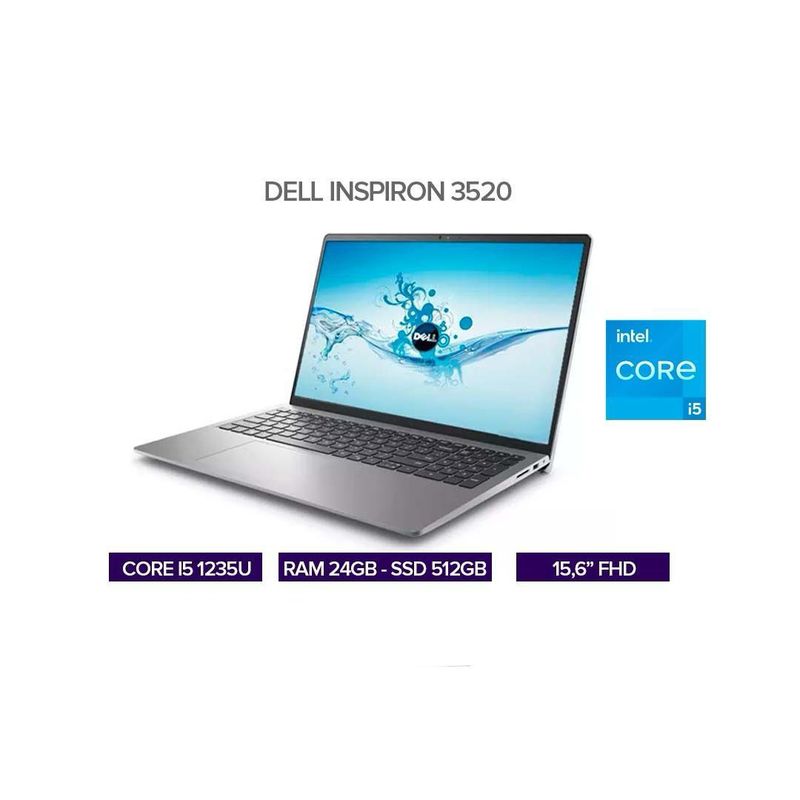 DELL - PORTATIL DELL INSPIRON 3520 FHD INTEL CORE I5 1235U RAM 24GB DDR4 SSD 512GB / COMBO TECLADO Y MOUSE
