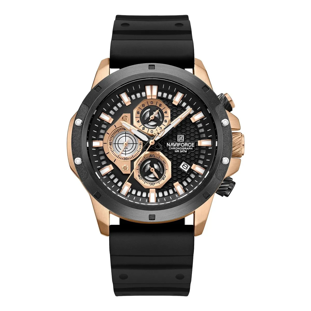 NAVIFORCE - Reloj Para Caballero Naviforce Cronógrafos Fecha Pulso Silicona Negro
