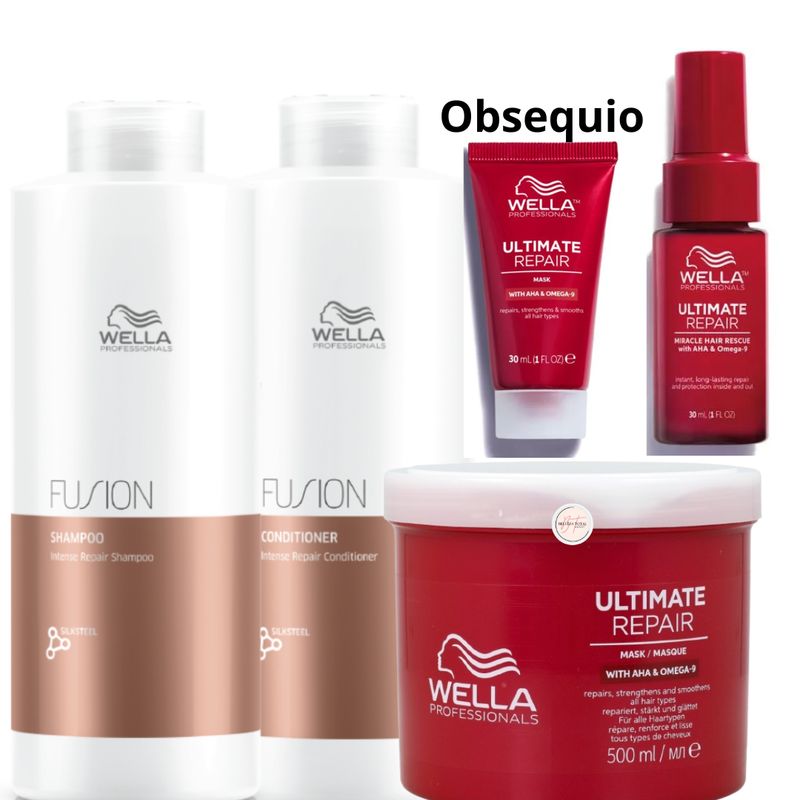 WELLA - Kit Wella Shamp Litro + Acondi Litro + Mascarilla Ultimate Repair