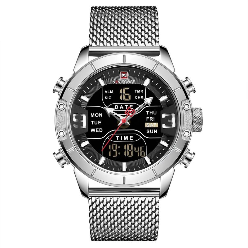 NAVIFORCE - Reloj Plateado Hombre Naviforce Elegante Deportivo Análogo Digital