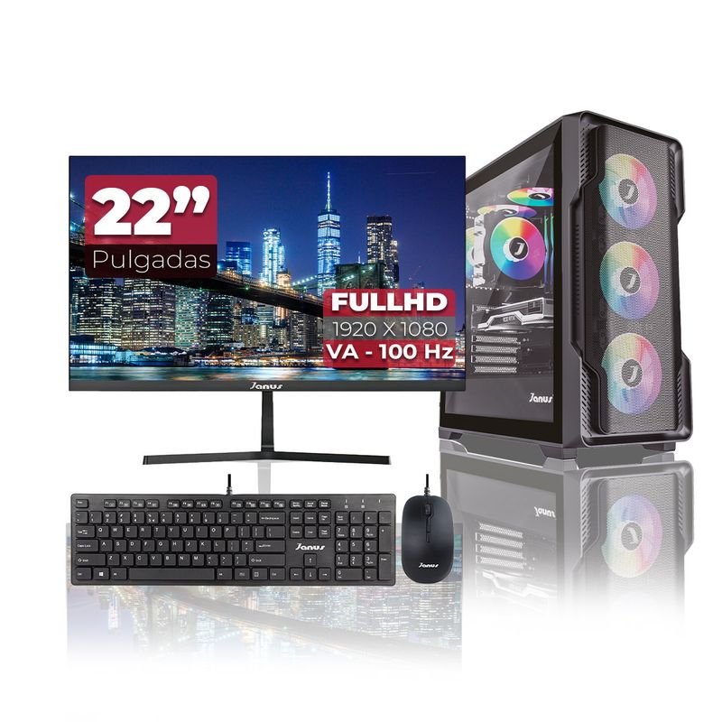 JANUS - Computador Gamer AMD Ryzen 7 5700G RAM 16GB SSD 512GB Monitor 22 Pulgadas 100Hz