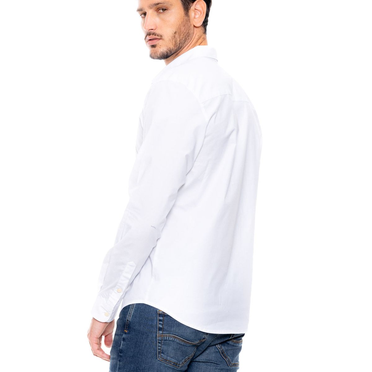 COLOR BLUE - Camisa Manga Larga Unicolor Logo