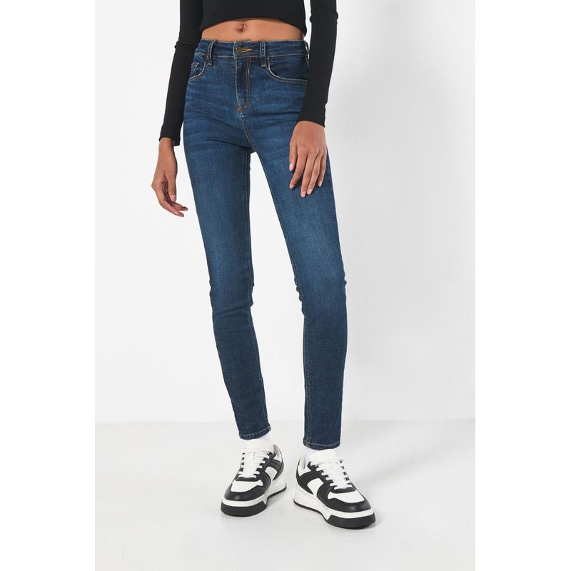 KOAJ - KOAJ Jean Jegging tiro alto azul oscuro MUJER