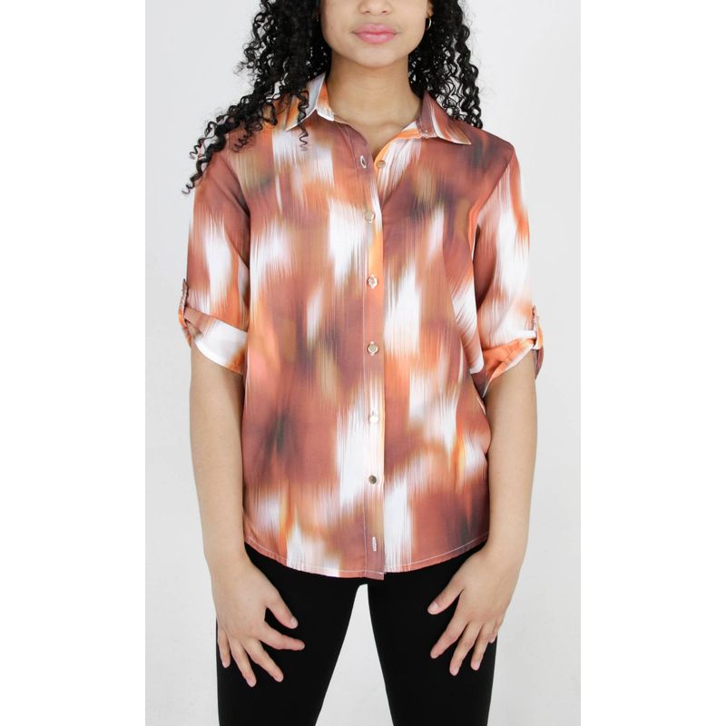 L Y H - Blusa Para Mujer Manga 34 Naranjo Marca L&H
