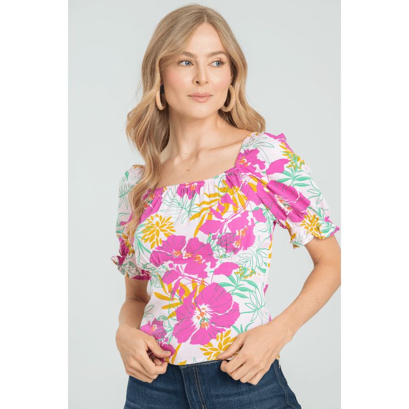 RAGGED - Blusa macadamia Magenta Ragged