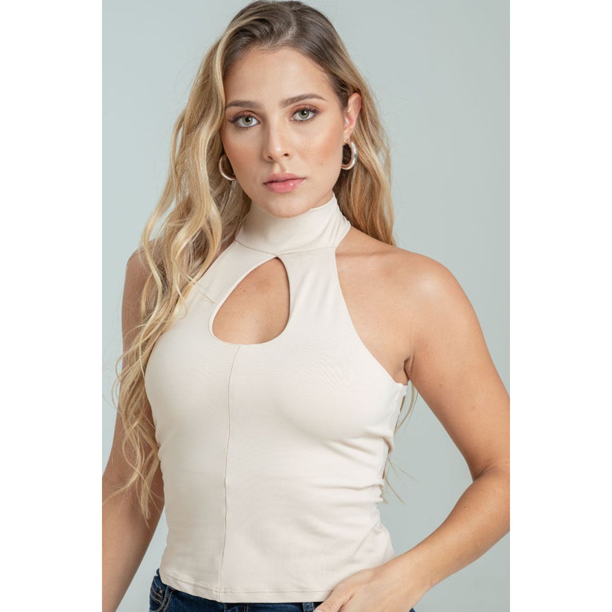RAGGED - Blusa cuello alto Beige claro Ragged