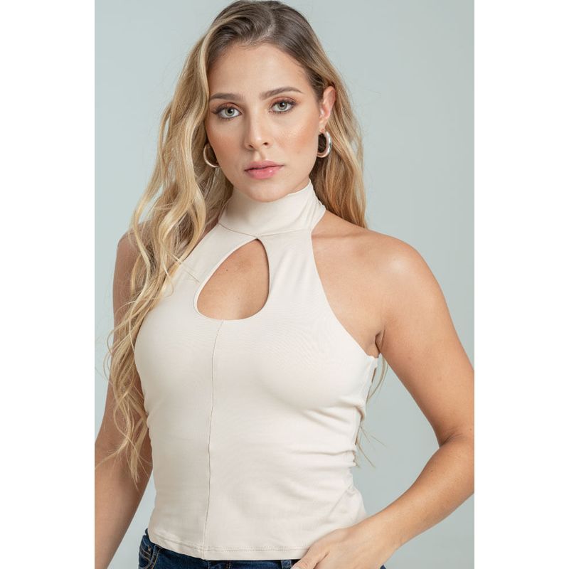 RAGGED - Blusa cuello alto Beige claro Ragged