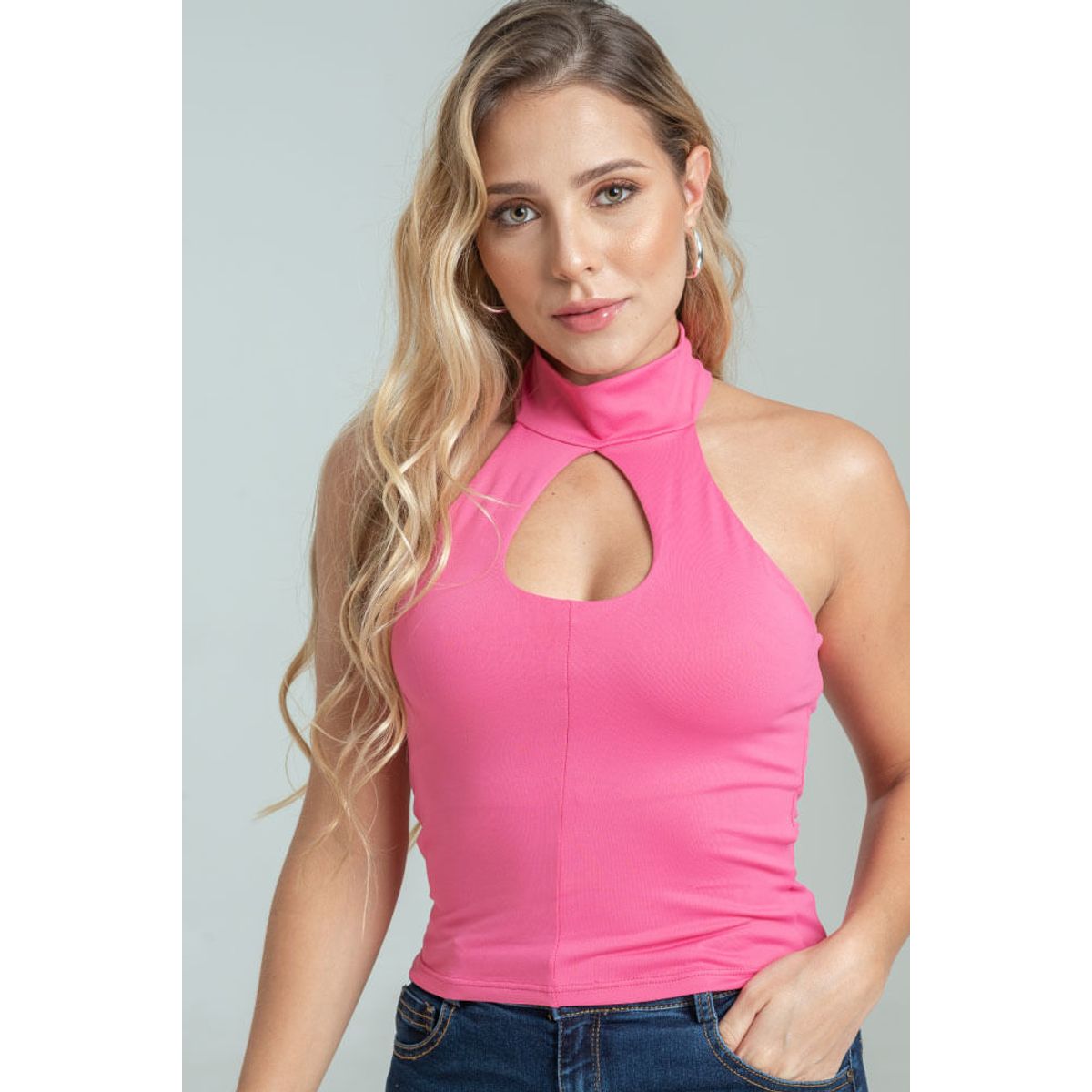 RAGGED - Blusa cuello alto Fucsia Ragged