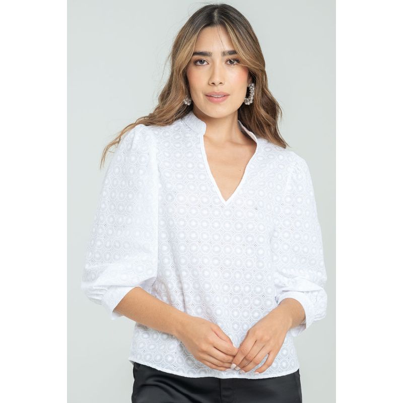 RAGGED - Blusa ojalillo roxy Blanco Ragged.