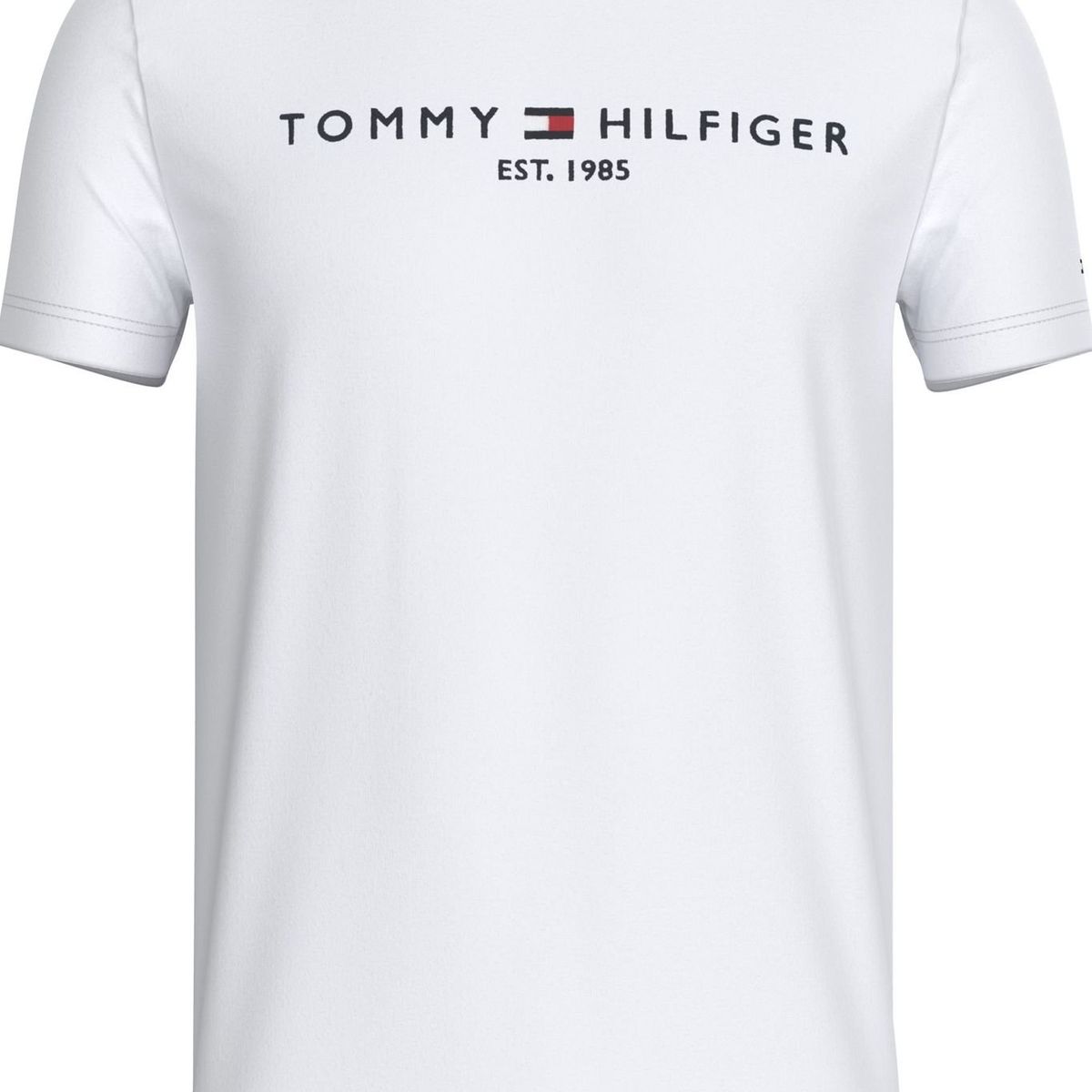 TOMMY HILFIGER - Camiseta Blanca Con Logo Bordado En El Pecho Tommy Hilfiger