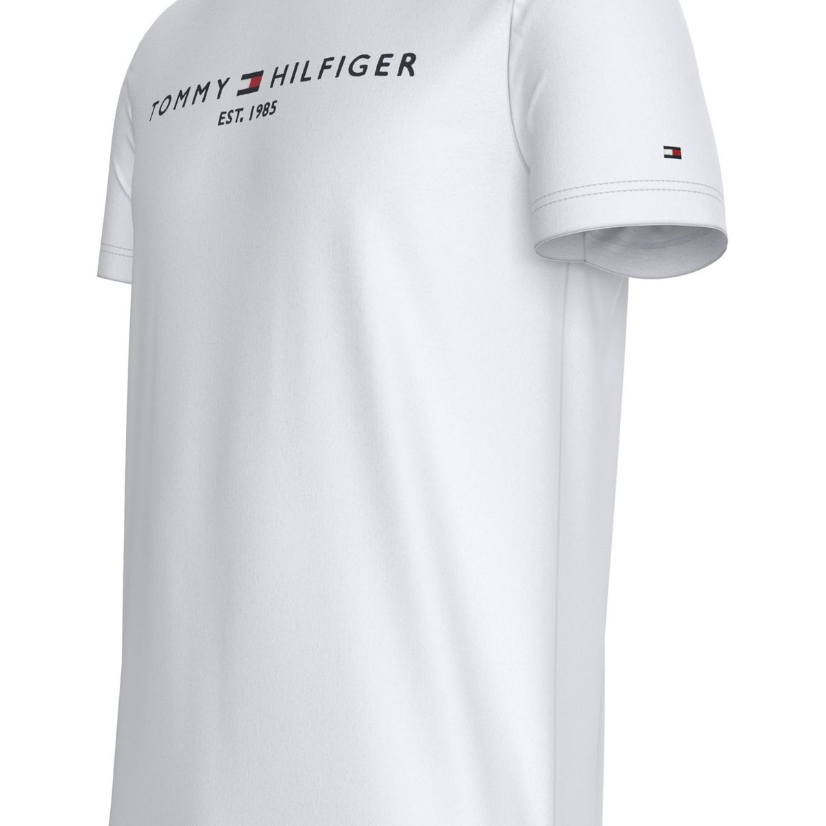 TOMMY HILFIGER - Camiseta Blanca Con Logo Bordado En El Pecho Tommy Hilfiger