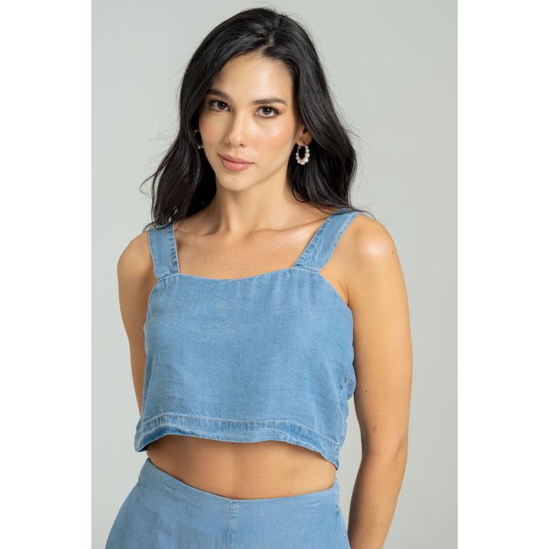 RAGGED - Top denim tencel Azul medio Ragged